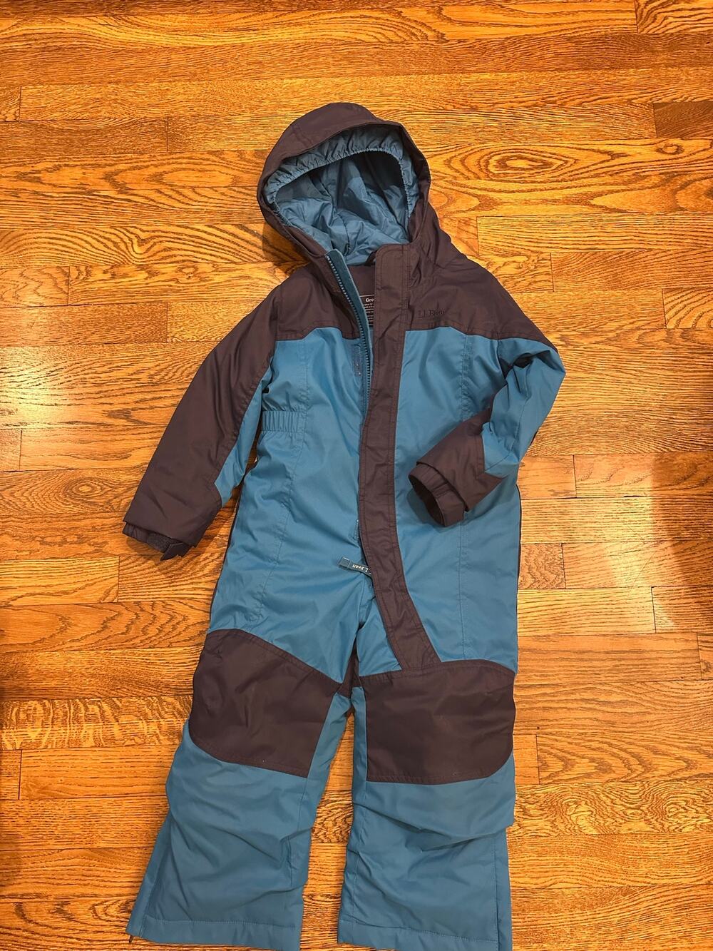 LL Bean Coldbuster Snowsuit Navy Blue Teal 4T Adjustable Stitch